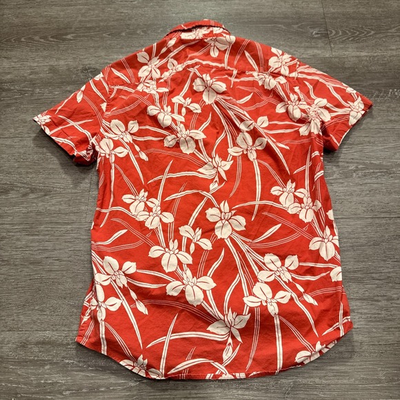 J Crew Shirt Youth Small Floral Red Costal Boys Short Sleeve Button‎ Up Cotton - Picture 5 of 8
